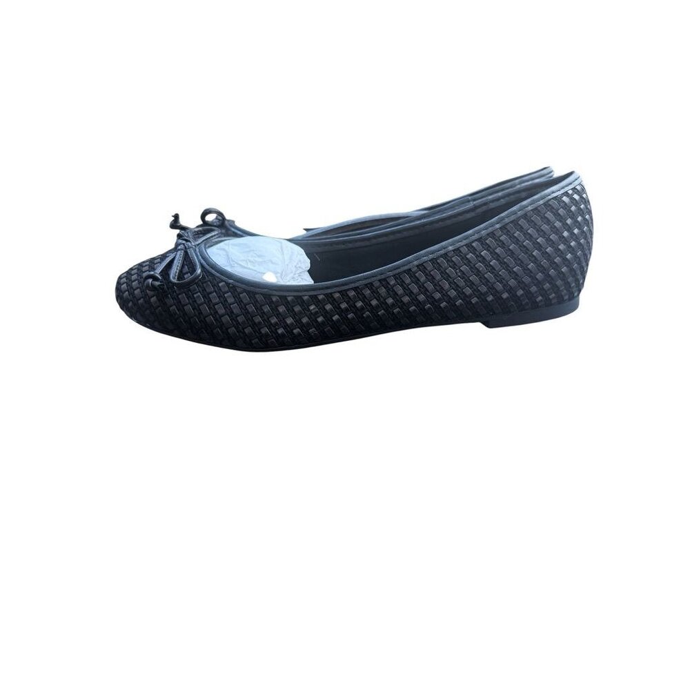 Arezzo Womens Black Woven Ballet Flats Size 6.5 With Bow & Rubber Sole NIB